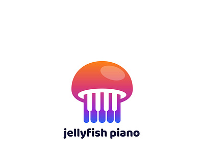 Jellyfish Piano Logo (Fun Project) branding dualmeaning icon jellyfish logo logodesign negativespace piano vector