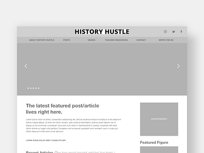 History Hustle Blog Homepage User Experience Design design ux