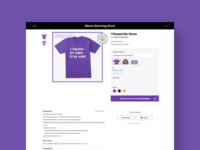 Teespring x Twitch eCommerce Website Design design ui ux