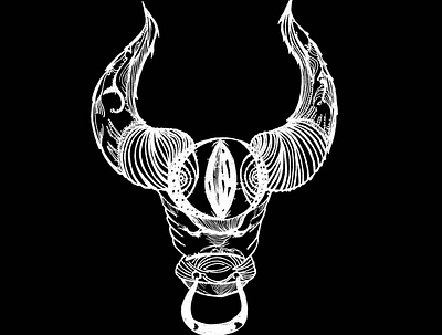 The Silent Bull abstract animal art black black and white branding bull design digital art fantasy illustration logo print silhoutte ui