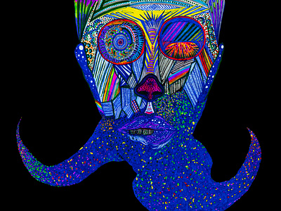The Demon abstract art attention black background blue color cosmic cosmos demon design digital art evil eyes fantasy illustration print print art