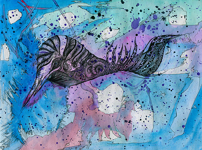 Fantastic Beast Dolphin abstract art black blue color design digital art dolphin fantastic fantasy fish illustration life ocean pink sea swim