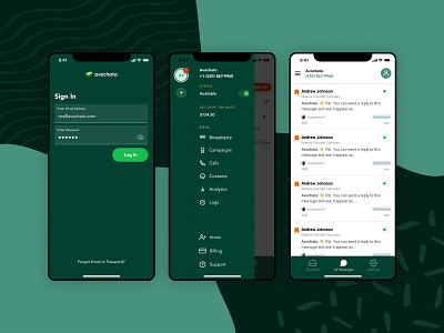 Avochato Mobile Designs app chat communication cpaas designs ios messaging mobile saas