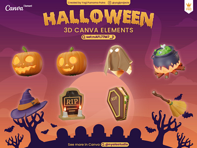 Halloween 3D Canva Elements