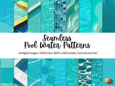 18 Pool Water Patterns Vol.1 backdrop background clipart commercial use design digital paper download paper graphic design illustration pool background pool water pool water texture seamless patterns swimming pool water background water jpg water texture water texture jpg