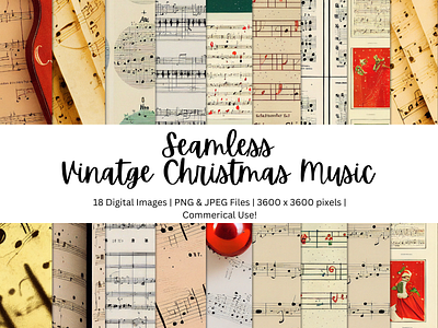 18 Seamless Vintage Christmas Music Patterns