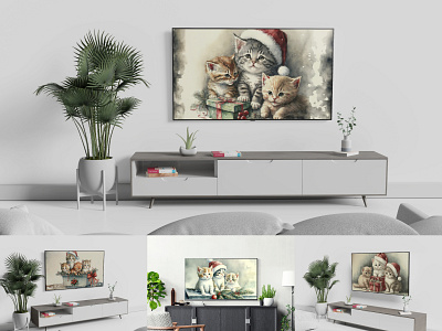 Samsung Frame TV Art,Vintage Watercolor Christmas Kittens Bundle art tv background commercial use frame tv art instant download kitten wall art kittens nursery wall art samsung download samsung frame samsung frame tv art samsung nursery art samsung tv watercolor art