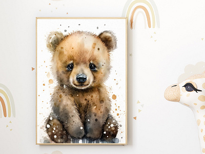 Watercolor Baby Cub Nursery Wall Art Décor