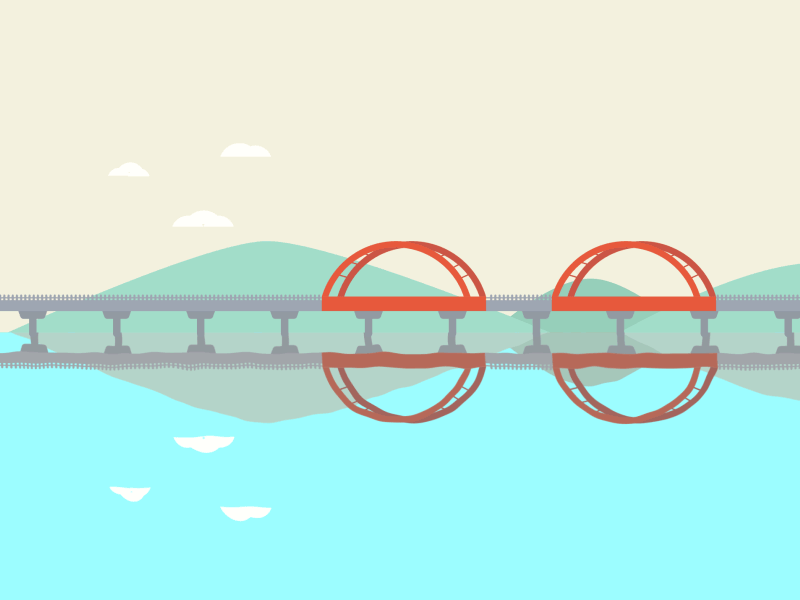 railroad bridge graphic motion train