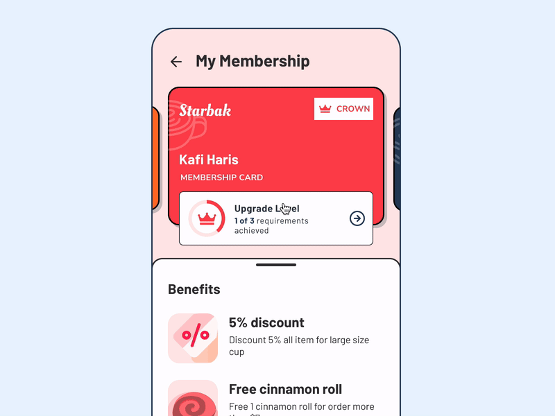 Membership Tier animation business card coffee interaction level membership mobile design motion graphics tier ux