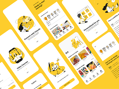 A Fun & Engaging E-Learning Mobile Application! app design case study design illustration mobile app ui uiux ux