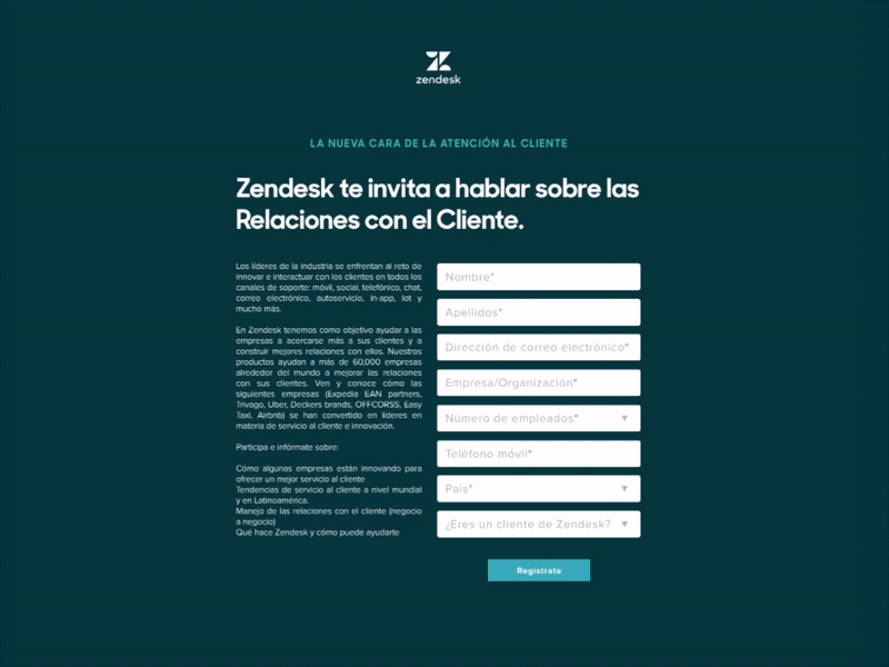 Zendesk Latin American Webinar Form