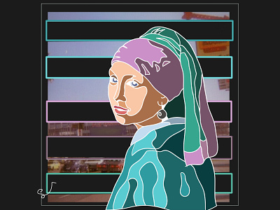 Girl with a Pearl Earring design graphic design illustration old recreate vector