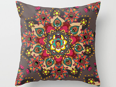 A Splash of Culture buy now colorful culture ethinic illustration indian mandala throw pillow