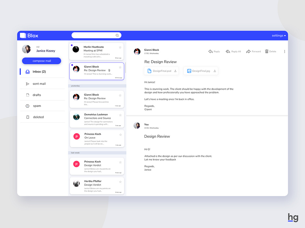 Inbox UI designs, themes, templates and downloadable graphic elements ...