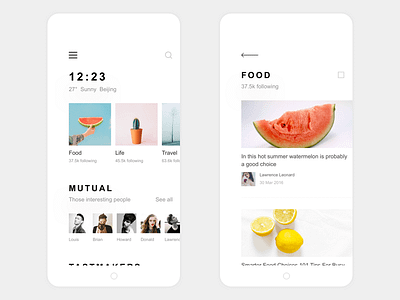 My Life App Design Find & Food List