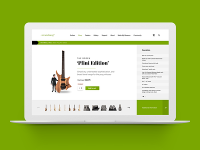 Strandberg Product Page - Redesign guitar product redesign shop