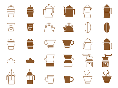 coffee icon set cafe coffee icon iconset illustration sketchapp ui vector