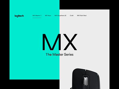 Design to the MX art direction branding logitech rebound split screen typography