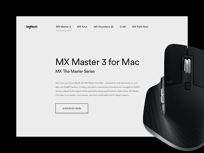 Design to the MX landing page landing page design logitech minimalist mx master ui user interface