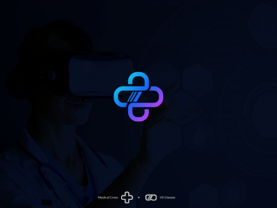 Virtual FrontLine Logo branding design graphic design logo medical cross vr vr glasses