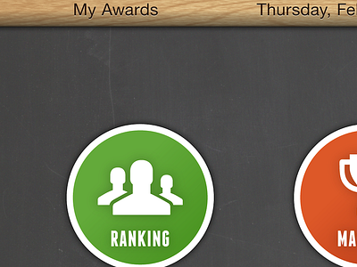 Awards UI app badges chalkboard ipad ui wood