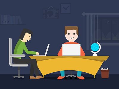 Office Desk desk flat illustration office photoshop shapes webkul