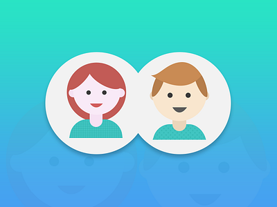 Characters avatars character face female flat gradient illustration male shapes webkul