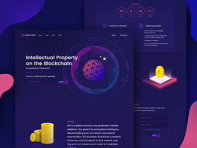 Patent.pm bitcoin blockchain branding dark theme dark ui design digital icon illustration isometric isometric illustration logo marketing ui ux vector web website website design