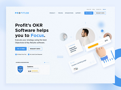 Profit.co website Revamp - OKR Software 3d design digital landing page okr ui ux web web app website