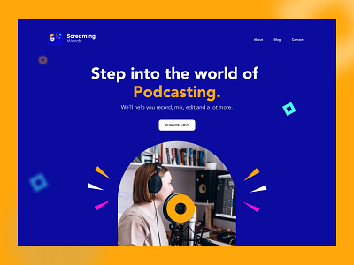 ScreamingWords - Landing page design for a podcasting website branding creative digital inspiration landing page logo minimal podcast responsive ui uiux web