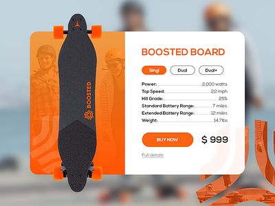 Boosted Board boosted board cart daily100 design flat orange product product card shop ui ux web