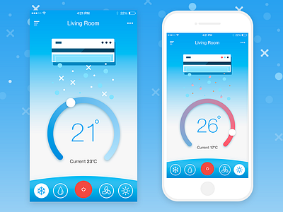 Air Conditioning System App. air air conditioning air conditioning system app blue daily ui design ios mobile temperature ui ux