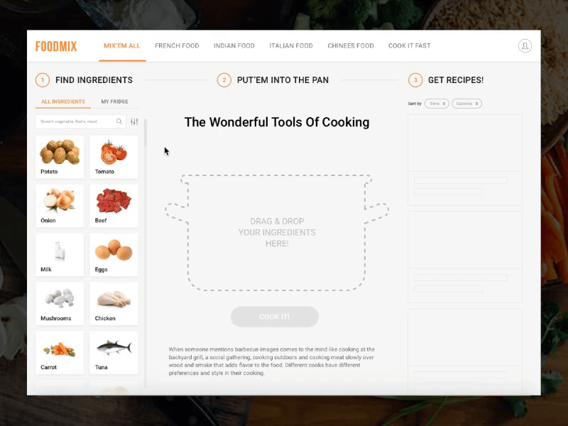 FoodMix - Mix'em All! Vol.2 animation concept cooking food inspiration interaction principle sketch website