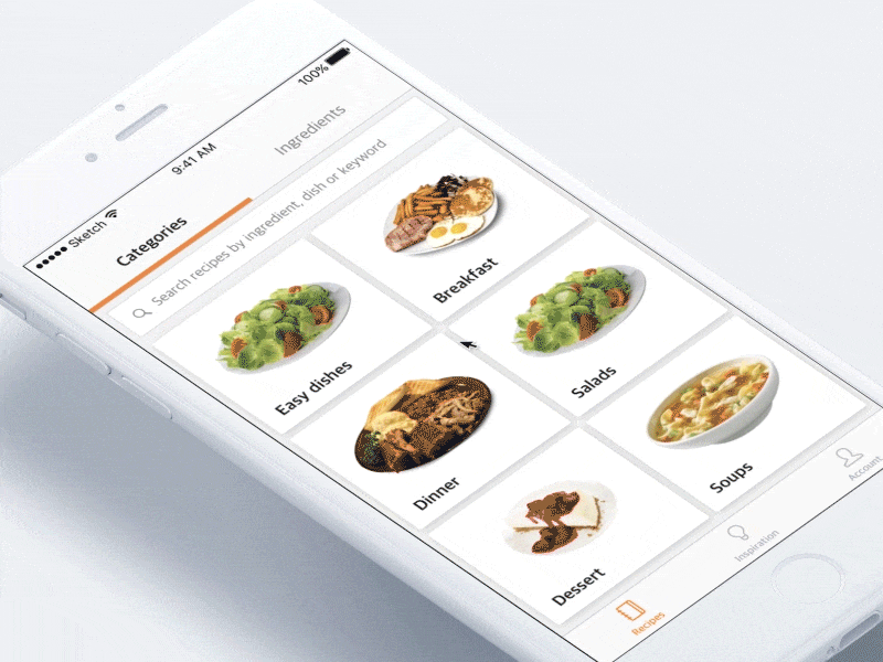 Foodmix App - Recipe Search animation app concept cooking food inspiration interaction principle sketch