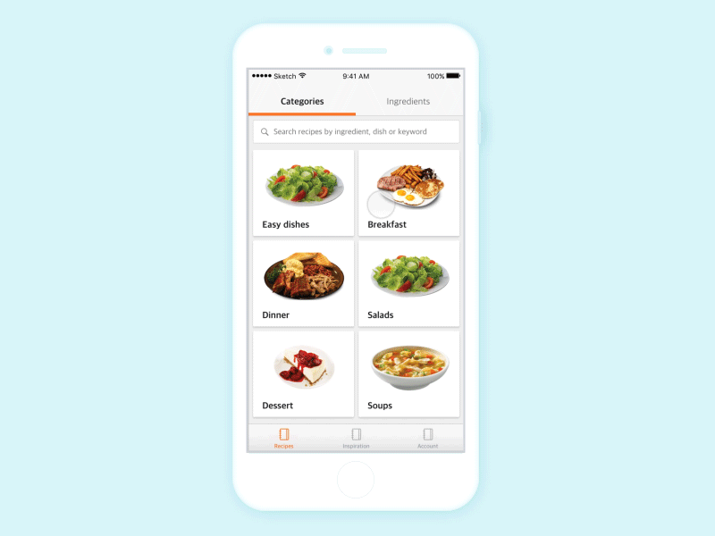 Foodmix Search animation filter food iphone principle search sketch