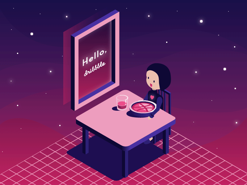 Hello Dribbble! dribbble first shot isometric space