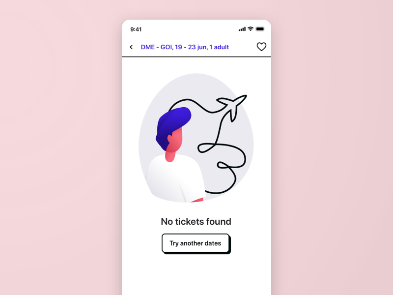 Empty search guy person plane iphone x ios flights flight booking flight search flight app flight tickets ticket app vector error design ui illustration
