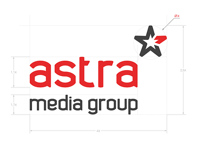 Astra Media Group logotype black logo logotype red star