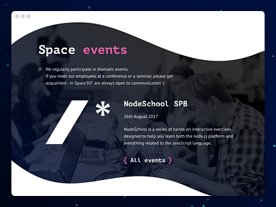 Space events design event interface site slider space ui ux web