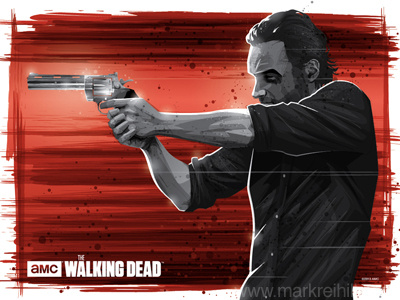 Rick Grimes andrew lincoln blood comic dead gun illustration infected rick grimes splatter walkers walking dead zombies