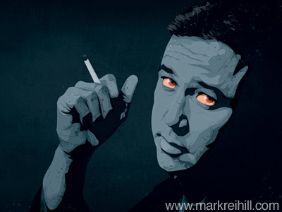 Bill Hicks art bill hicks blue comedian comedy illustration portrait print smoke stand up texas