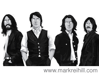 Beatles 1 1960s abbey road art band beatles fab four famous george illustration john lennon liverpool mark reihill paul portrait prints ringo yoko ono