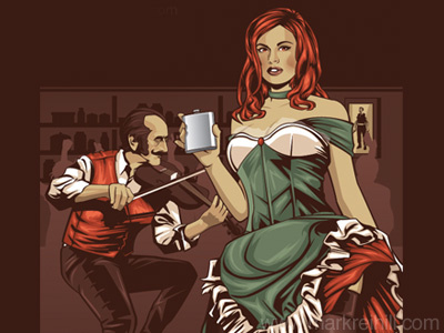 Dead Rabbit alcohol america art bar beautiful busty dead dead rabbit digital dress drink fiddle girl green illustration ireland irish moustache new york portrait rabbit redhead saint patrick sexy shamrock skirt whiskey whisky woman