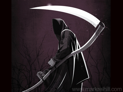 Grim Reaper afterlife art cloak dark death die ghost grim reaper haunt haunted illustration killer reaper scythe skeleton souls trees