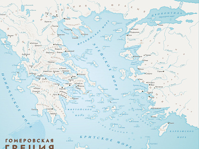 Map of Ancient Greece (Homer's Iliad) cartography map myth vector
