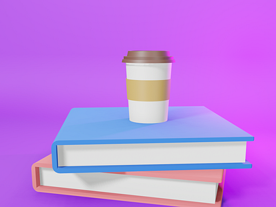 3D Books and Coffee Cup 3d blender books coffee cup