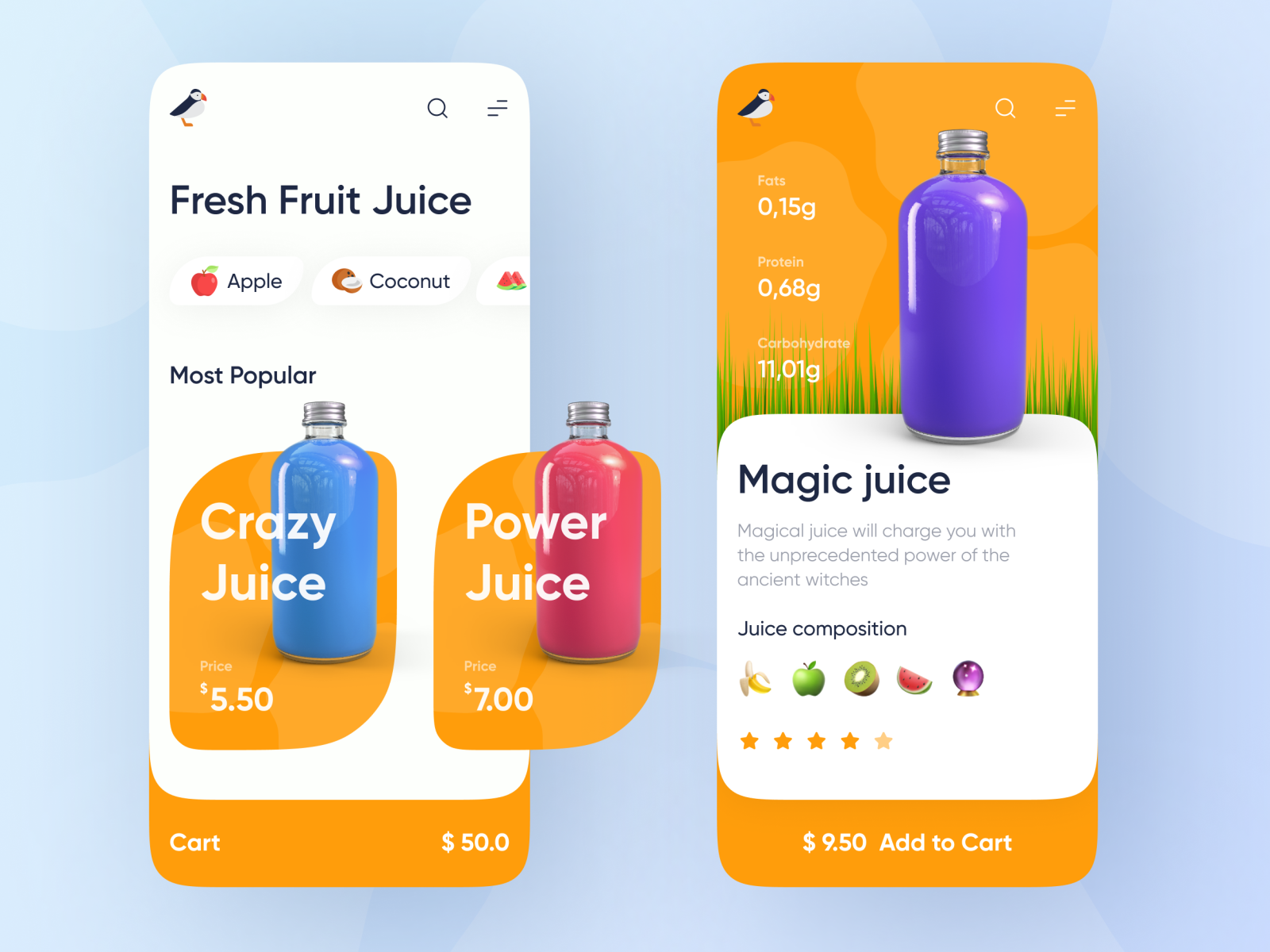 Fresh Fruit Juice Shop App Design by Ilgiza🌕 on Dribbble