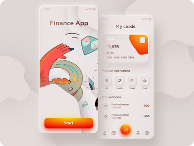 Neumorphic or Skeuomorphic Finance App Design Free Download