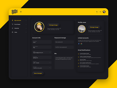 Yellow Images profile page skeuomorphic redesign